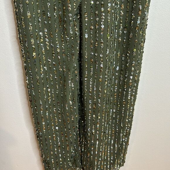 Mac Duggal SEQUINED HIGH NECK SLEEVELESS COLUMN GOWN in olive size 2 - Picture 13 of 16